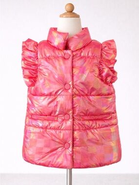 Mila and Rose Hot Pink Iridescent Puffer Vest Size 3/4 3T / 4T